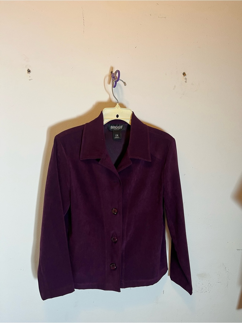 Briggs New York Petite Women's Deep Purple Suede-Look Blazer